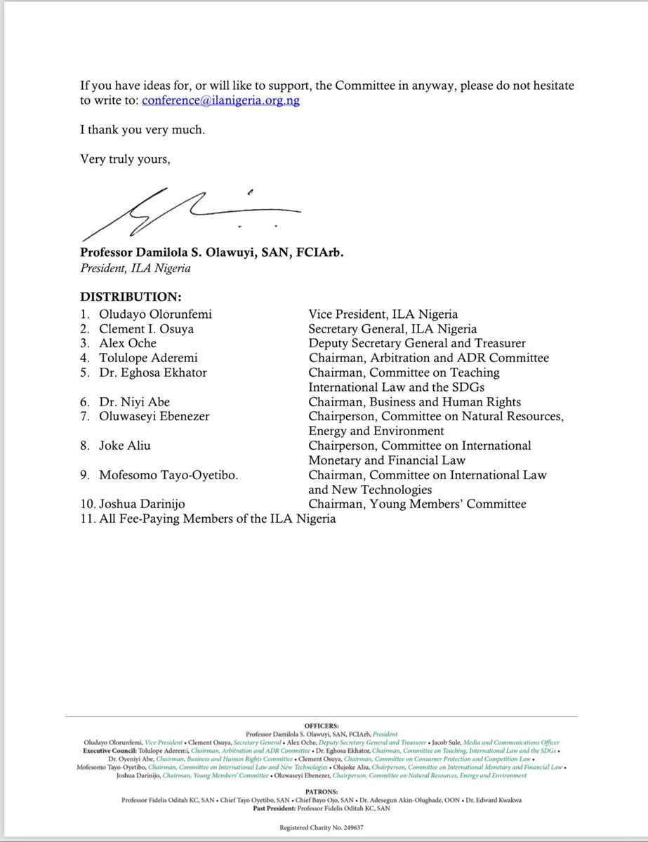 The President of @Nigeria_ILA, Prof. @dsolawuyi has inaugurated members of the Technical Planning Committee for the 2025 Annual Conference of the International Law Association Nigerian-branch, headed by Dr. @adenikeakins.