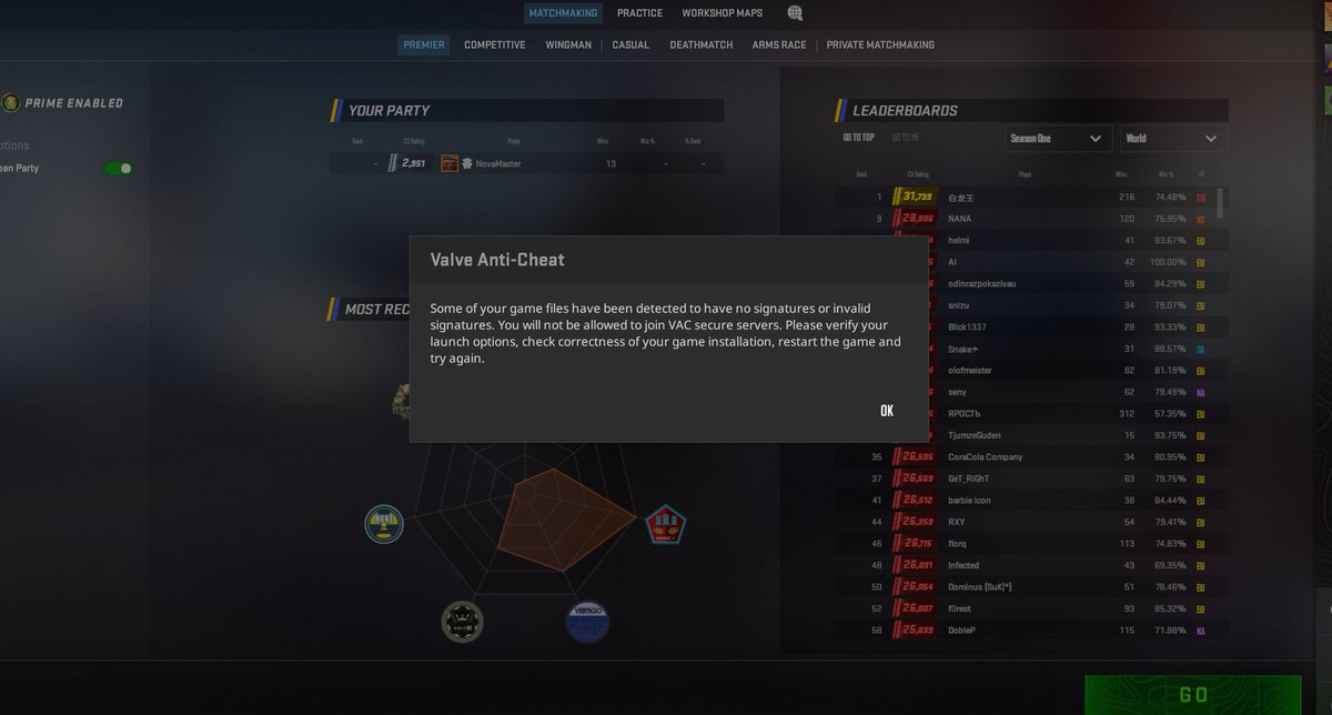 Lum1CSGO's tweet image. so is this the new cs2 anti-cheat? Cool but im not hacking xD @CounterStrike @valvesoftware #counterstrike #CS2 #AntiCheat