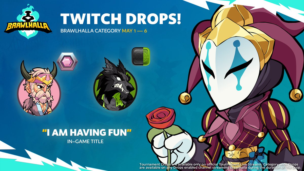 Another round of Twitch drops for the Brawlhalla Category are LIVE! Brawlhalla.com/Watch