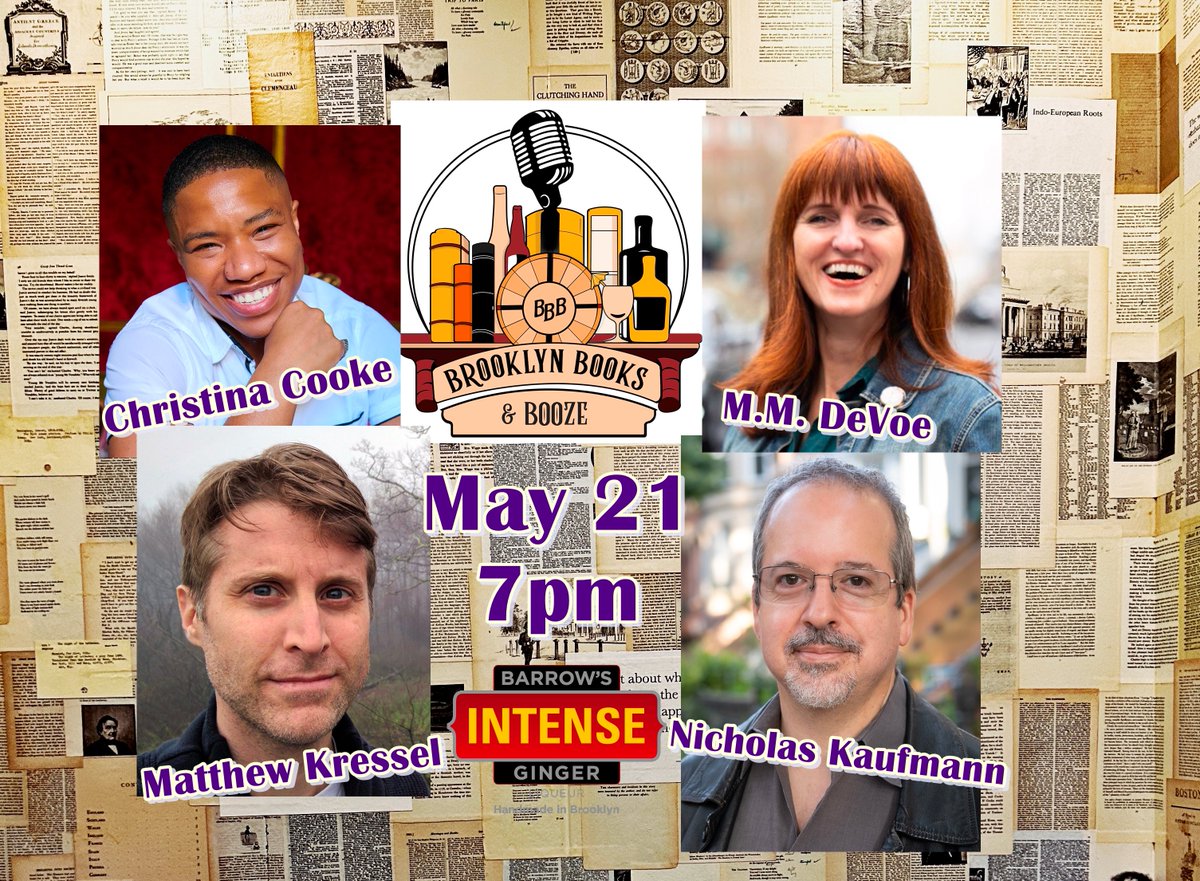 Yes you MAY enjoy ... the next BBB at @barrowsintense readings! On 5/21 @ 7pm we welcome @mattkressel @mmdevoe @christinajcooke and #NicholasKaufmann -- so come join us for gingery drinks, fantastic stories and a fun evening for all! 🍹🎙️📚🌸 More info: brooklynbooksbooze.com