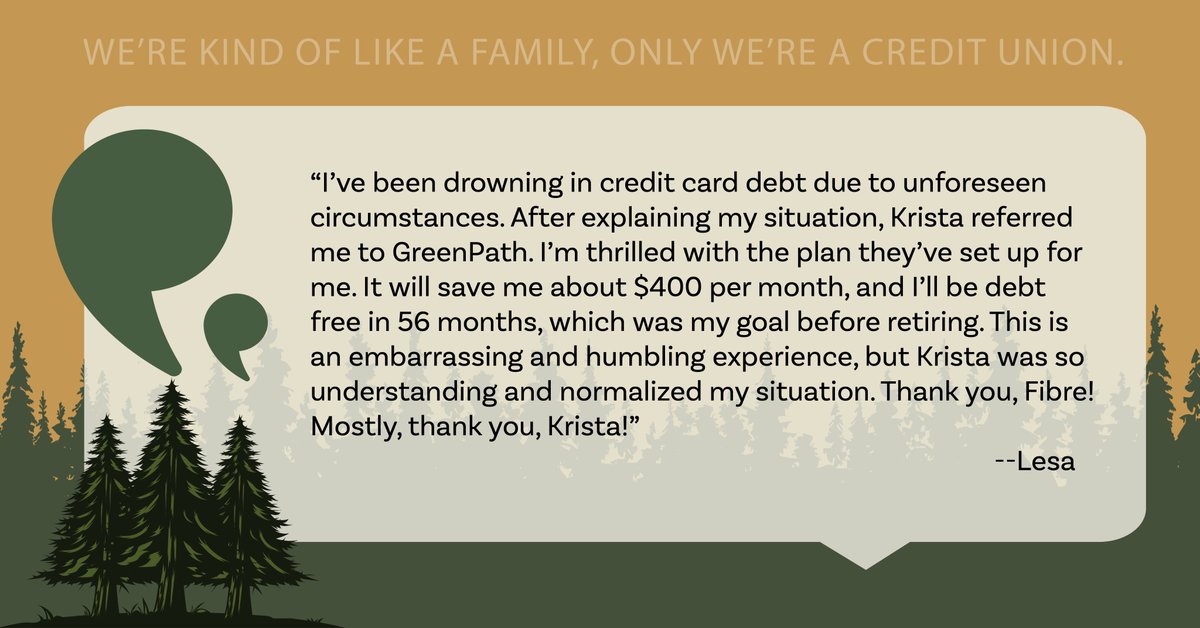 This review made our hearts so full!❤️We’re proud of Krista’s ability to normalize an uncomfortable financial situation, and help this member find a solution through our partners at GreenPath. Financial stress can be managed and overcome, and we can help! See the link in our bio.