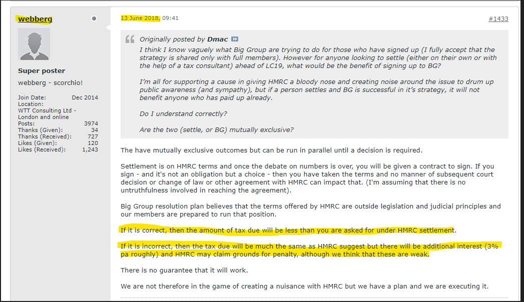 An adviser shouldn't be promoting 'a value judgement on success', they're not qualified to do so & if they're receiving over £1 million per annum in subs they might be tempted to say 65%. What would be of interest is the barristers assessment of likely outcome. Does anyone know?