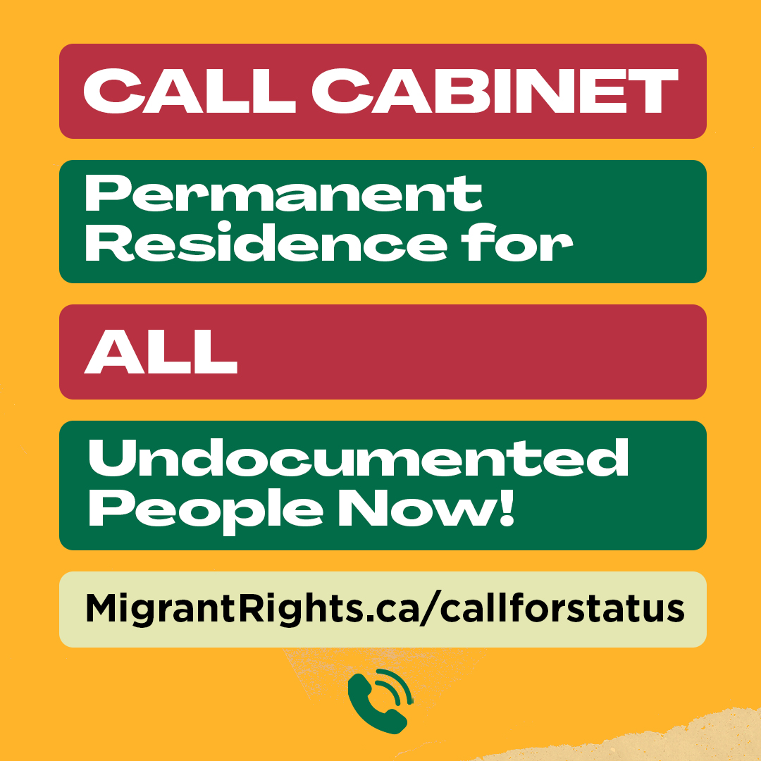 NO EXCLUSIONS! Support permanent resident status for all undocumented people, no matter how long they have lived in Canada. #EqualityforAll = #StatusForAll Call cabinet NOW: migrantrights.ca/callforstatus/