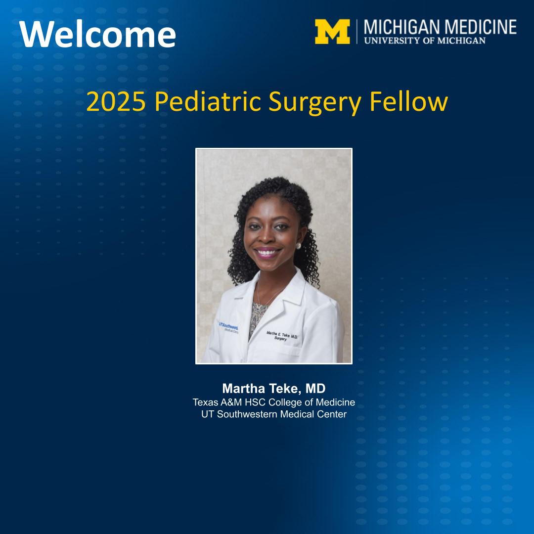 We are thrilled to announce that Martha Teke will be joining our pediatric surgery family in 2025! Congratulations to Dr. Teke. @TekeMartha @UMichSurgery @SamirGadepalli @APSASurgeons