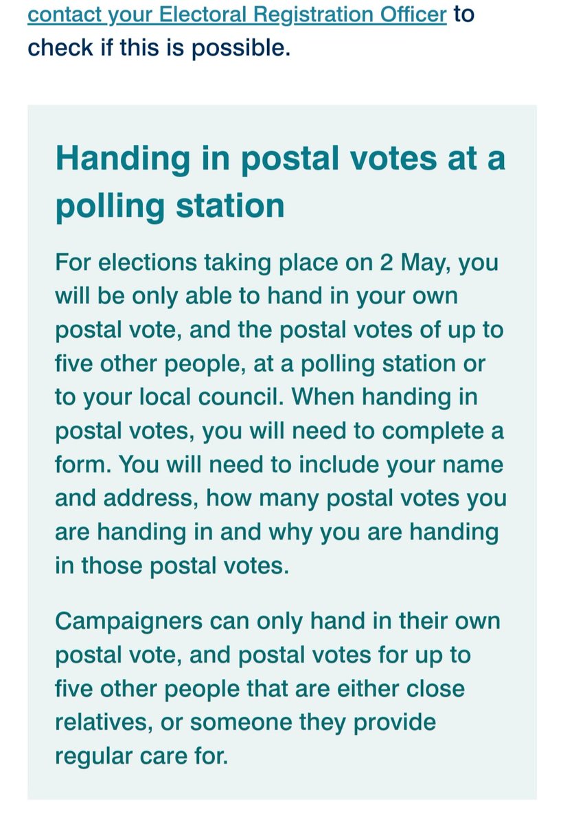 Postal Vote Reminder 📣 Your postal vote needs to be with the local council by 10pm on polling day to be counted. If you can't post your postal vote in time, you can take it your polling station. You may also be able to hand it in to your local council👇 electoralcommission.org.uk/voting-and-ele…