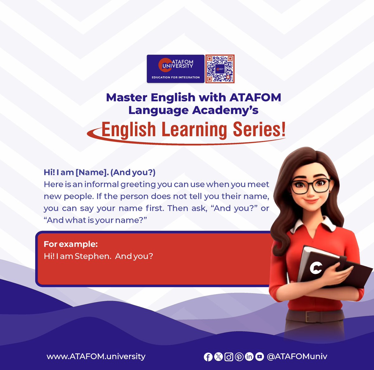 Enhance your English fluency with ATAFOM University's immersive series!

Level up your language proficiency and open doors to new opportunities. Register now!

#ATAFOMUniversity #LanguageMastery #EnglishLanguage #EducationForAll #LearnEnglish #LanguageLearning #HigherEducation