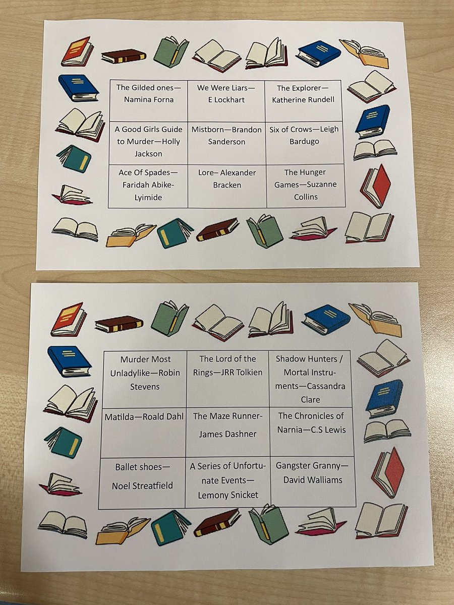 Who doesn’t like a game of #bingo? Year 9 #bookclub after school we did a bookish version with Squashies as prizes! They loved it. #greatschoollibraries #lovereading