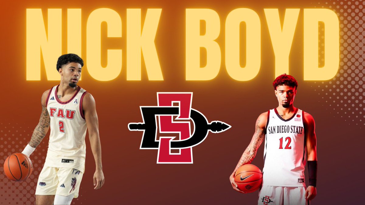 Aztec fans, I think you'll enjoy our conversation with @NicholaswBoyd on @JonAndJim. Insight on why he chose SDSU, his chip on the shoulder mentality and FAU's 2023 tourney run. Watch: youtube.com/watch?v=CYp-Hn… Listen: iheart.com/podcast/1248-j…