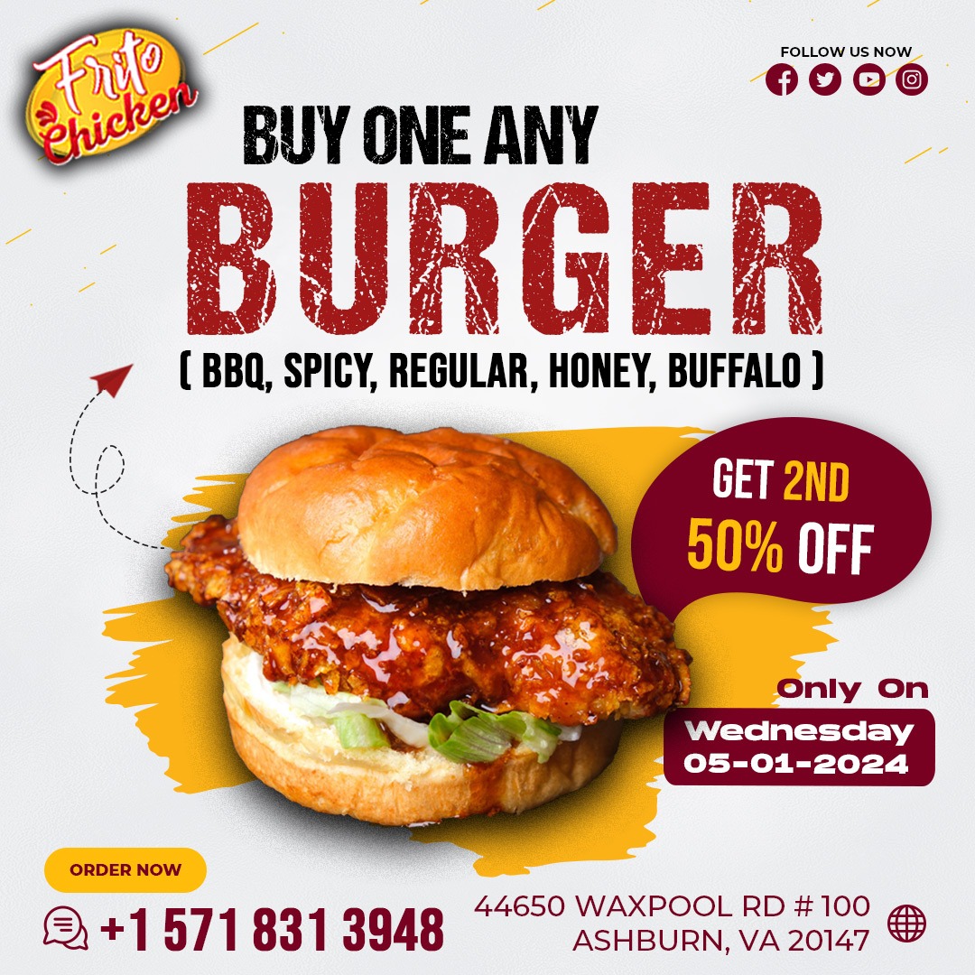 The best BURGERs in Town at
Frito Chicken, 44650 Waxpool Rd # 100 Ashburn, VA 20147
Order now 📷
.
.
.
#burgerintown #bestburgerintown #bestintown #smashburger #beeflover #chickenlover #fastfooddeals #fastfood #foodcravings #foodnearme