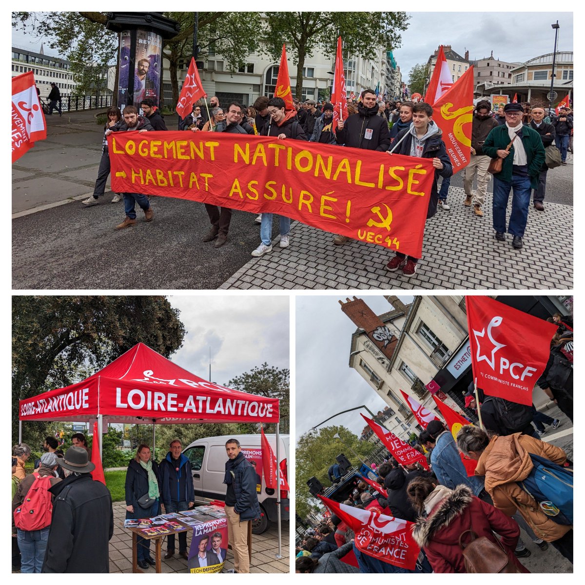 🚩 4000 manifestants sur #Nantes en ce #1erMai!

Les militant-e-s #PCF44 & #MJCF44 étaient présents au côté des forces syndicales pour la défense des droits des travailleurs et travailleuses!✊

#PCF #LoireAtlantique #Paix #logement #salaires #PouvoirdAchat #AvecLéon #muguet