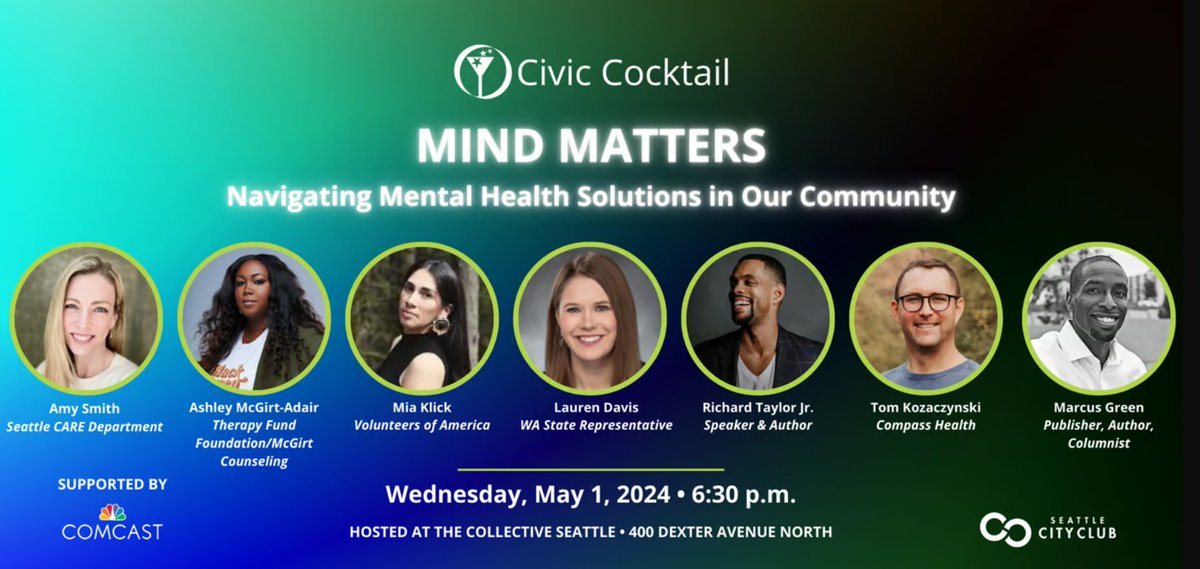Tonight Tom Kozaczynski, chief advancement officer at @CompassHealthWA will be speaking at @SeattleCityClub's May Civic Cocktail, “Mind Matters.” Register today to hear more from Tom and other leaders on how they're meeting mental health care needs: bit.ly/3W2zUAi