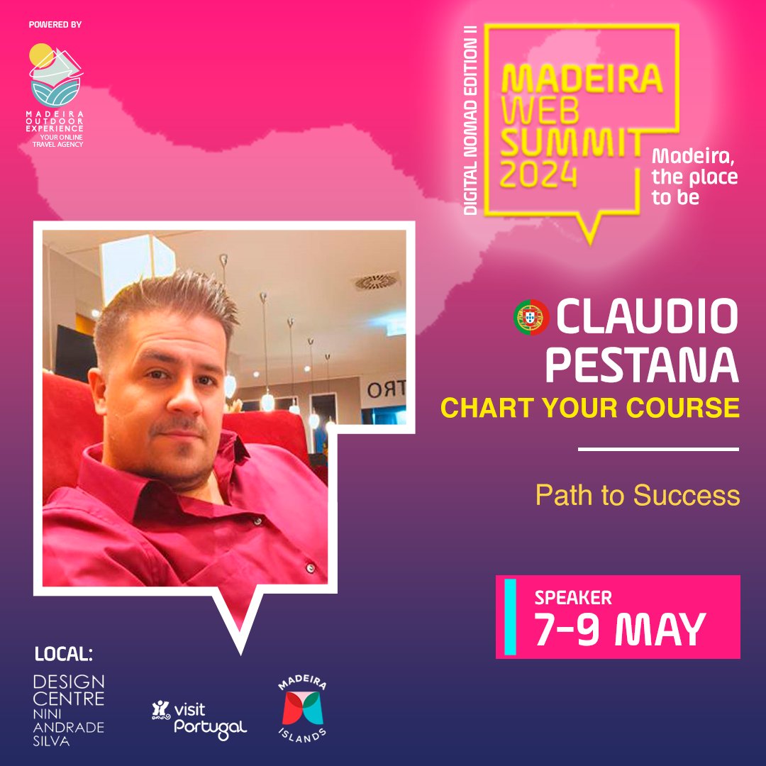 Meet Cláudio Pestana! 🌐 Unveil the alphabet of success at #MadeiraWebSummit2024. From defining goals to mastering resilience, learn how every step is a letter towards achieving your best self. Join us this May and transform your life's trajectory! 🚀.

Reserve Your Spot -