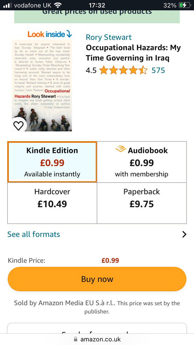 Occupational Hazards - on my time on the ground in Iraq - and one of the books I’m most proud of - and found most challenging to think about - is now on Kindle - 99p for this month…