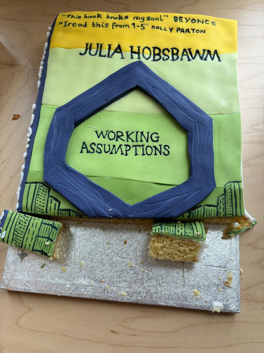 People are eating the cake literally and the book on which the cake was made is being consumed which is so pleasing...I wish Dolly Parton did indeed say 'I read this from 9-5' but anyway....#workingassumptions