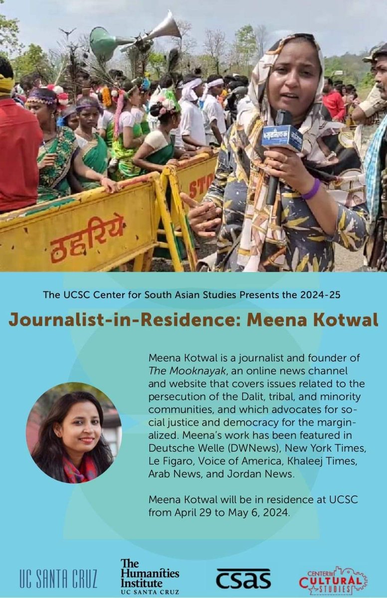 Today i.e. 1st May, I will present my views at the University of California, Santa Cruz! We will discuss caste, gender, social justice, lack of diversity in Indian media, the ongoing Lok Sabha elections and the future of Dalits/Tribals/Minorities and Bahujans!…