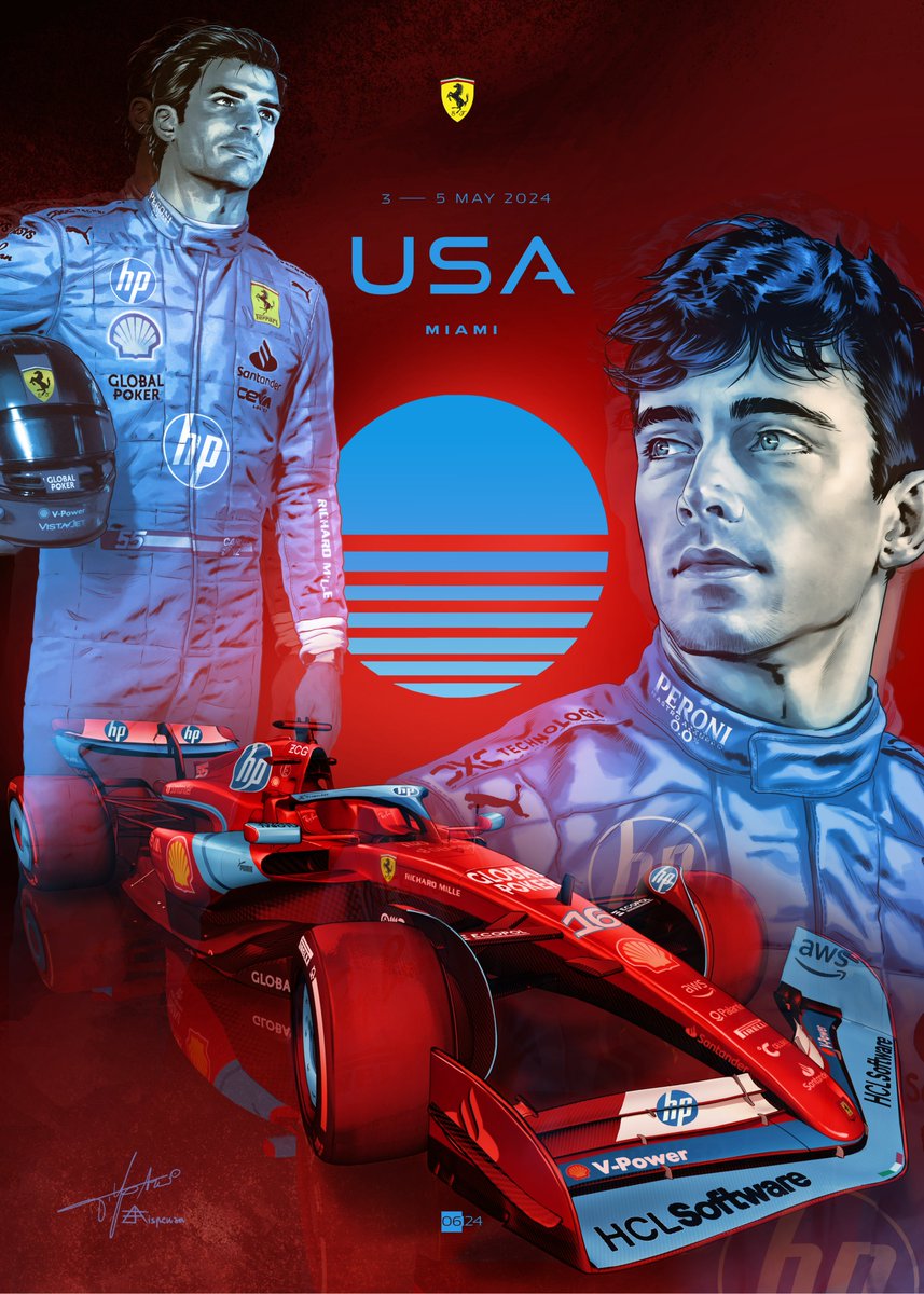 🔵🔴 Ferrari’nin Miami GP için hazırladığı poster!