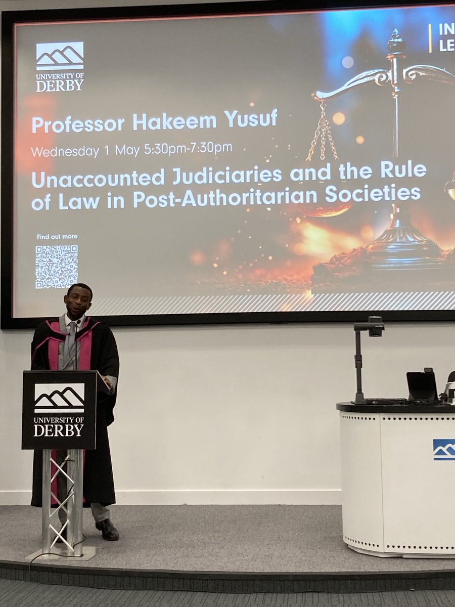 Honoured to be hosting Professor Hakeem Yusuf’s inaugural lecture this evening ⁦@DerbyUni⁩