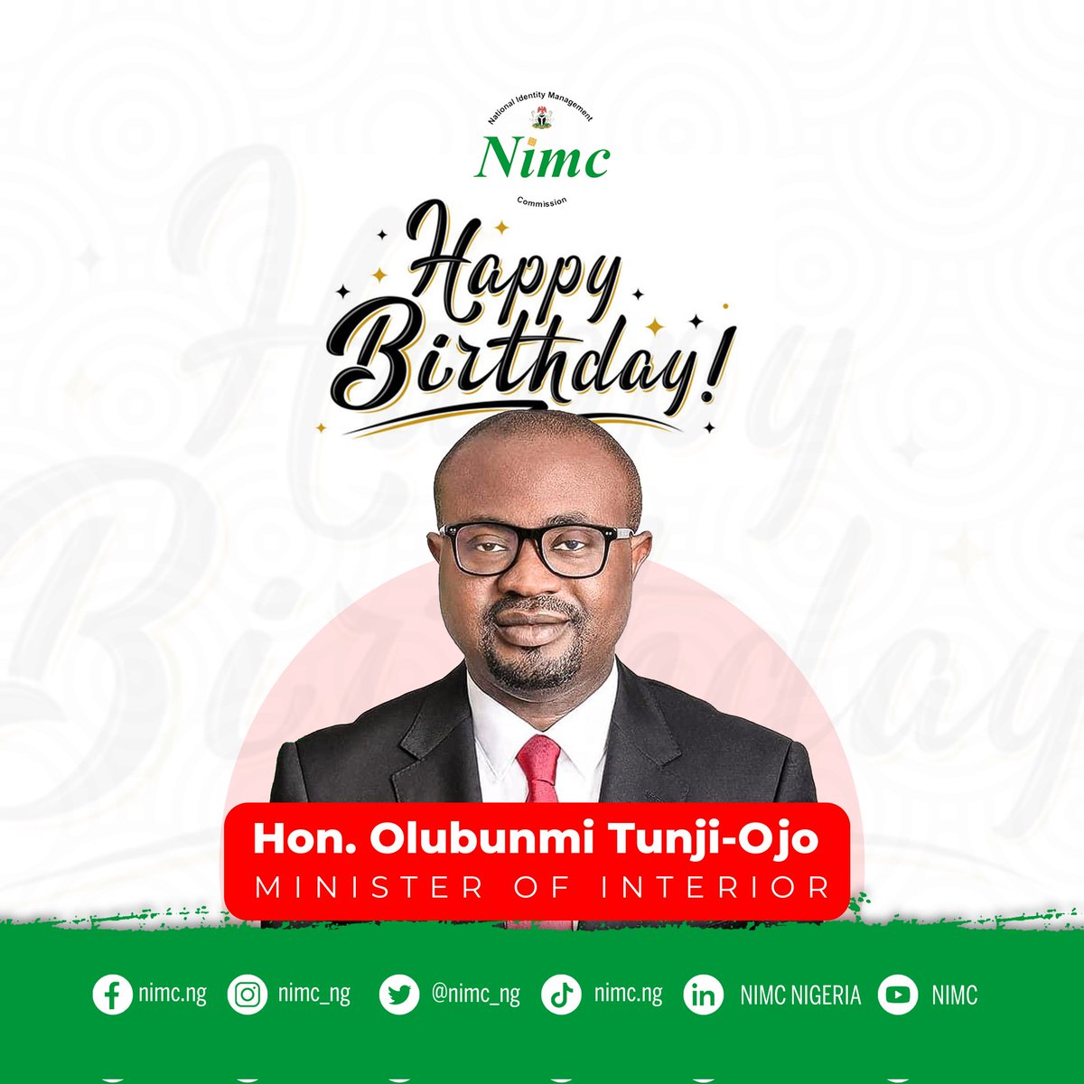 Happy birthday to our dearest Honourable Minister of Interior, Dr Olubunmi Tunji-Ojo. Congratulations, Sir!