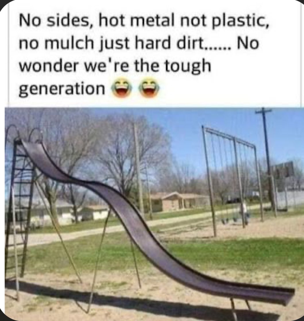 #genxtalks #slides #playground #playgroundequipment #hot #nosides #metal #remember #tough #genx #generationx #strong