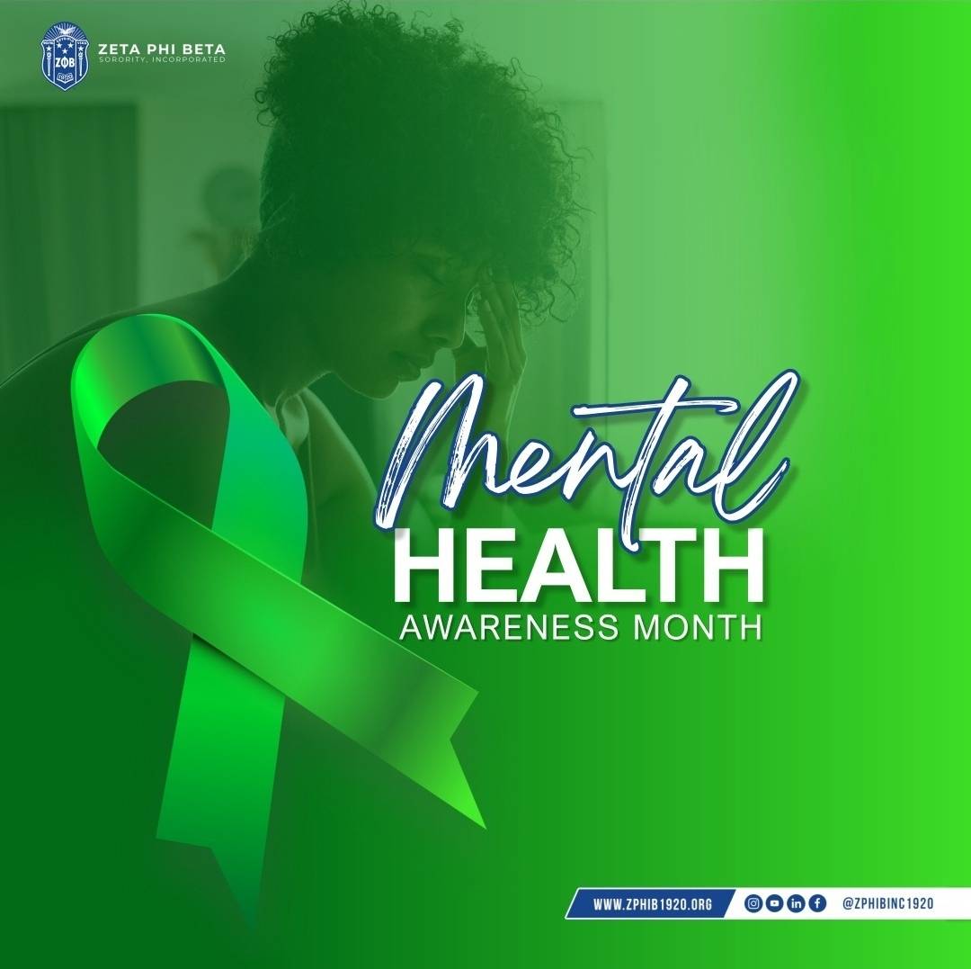 💚 May is Mental Health Awareness Month! 💚 Join Zeta Phi Beta Sorority, Incorporated today as we Go Green to raise awareness around the stigmas that surround mental health. 

#zetaphibeta #zphib #zphib1920 #ZetaGoesGreen #MentalHealthAwarenessMonth #BreakTheStigma #SelfCare