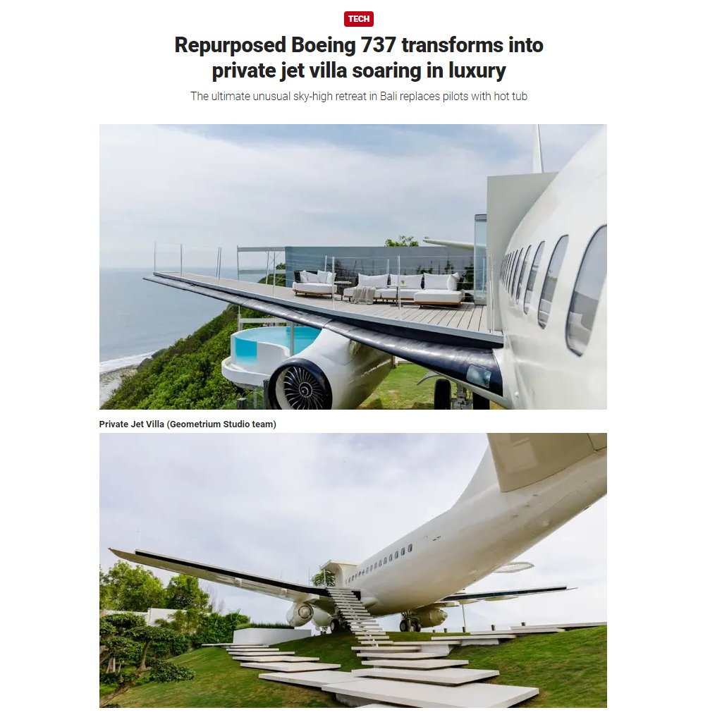 Boeing 737 becomes luxury villa in Bali.

This is a really neat idea!