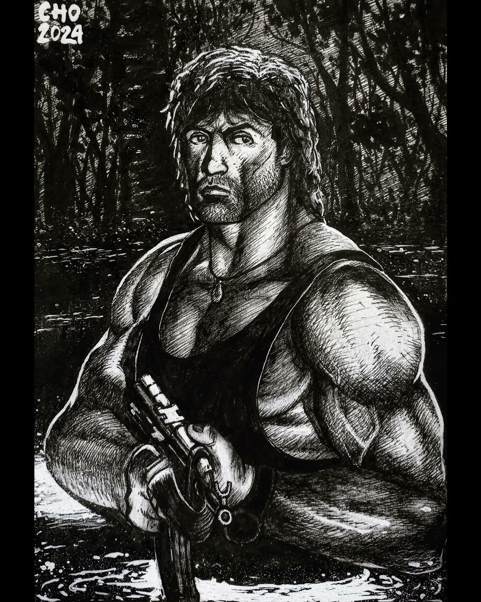 'To survive a war, you gotta become war'
-John Rambo-
#rambo #johnrambo #sylvesterstallone #sly #fanart #traditionalart #traditionaldrawing #comicart #sketch #inking #drawing #movies