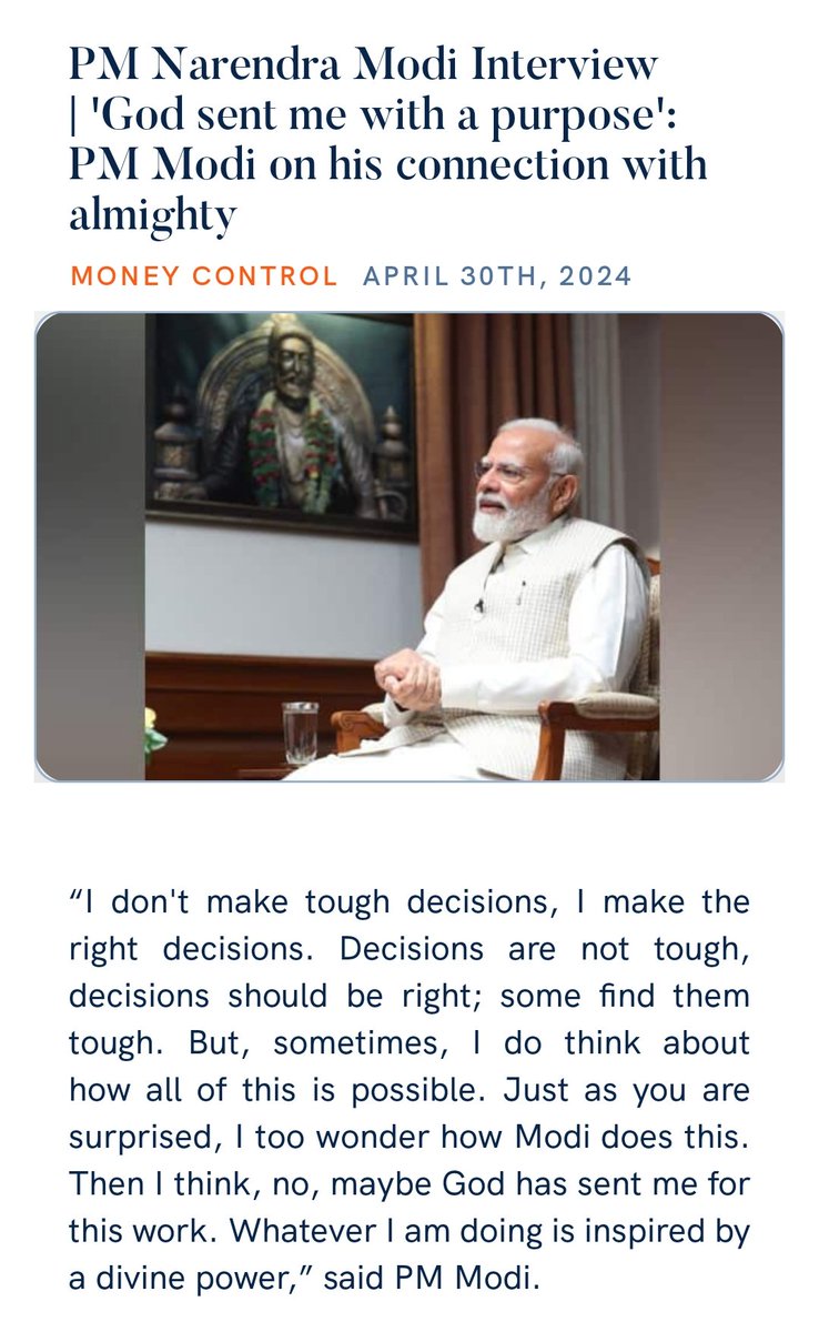 જય દ્વારકાધીશ 

PM Narendra Modi Interview | 'God sent me with a purpose': PM Modi on his connection with almighty
moneycontrol.com/elections/lok-… via NaMo App