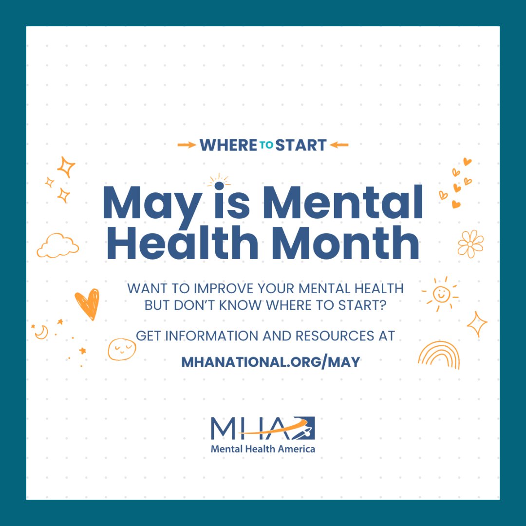 📣MAY IS MENTAL HEALTH MONTH This #MentalHealthMonth, we invite you to learn #WhereToStart when it comes to taking care of your mental health. Download the toolkit: mhanational.org/may @MHASummitCounty