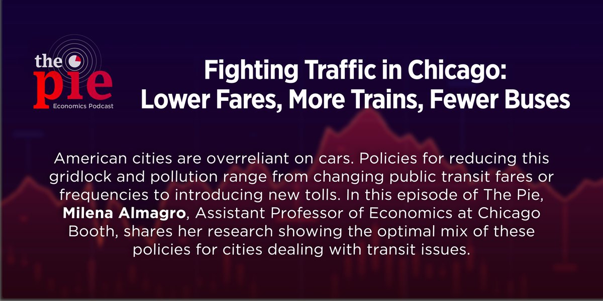 NEW PODCAST: American cities are overreliant on cars. In this episode of The Pie, @MilenaAlmagro (@Chicago Booth), shares her home-hitting research in Chicago showing the optimal mix of policies for cities dealing with transit issues. ow.ly/GsZy50RsxAr