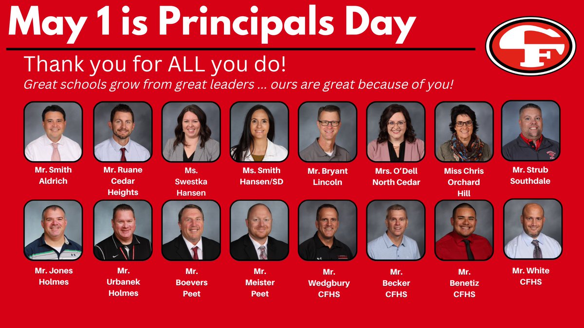 🎉📚 Happy Principal's Day! 📚🎉 Today, we celebrate our principals - thank you for your commitment and dedication! We are grateful for everything you do! 🍎✨ #PrincipalsDay #ThankAPrincipal