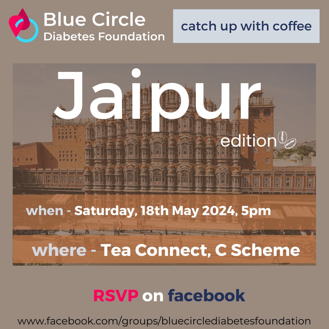 ☕ Jaipur friends with all types of diabetes, let's catch up over coffee on Saturday 18th May 2024, at 5PM! ☕RSVP: fb.me/e/3ryKa4uJB ☕Any questions? Ask on our Facebook community, Diabetes Support Network - India ☕Tea Connect Elite, C-Scheme maps.app.goo.gl/5QiJVZDLJQ74YM…