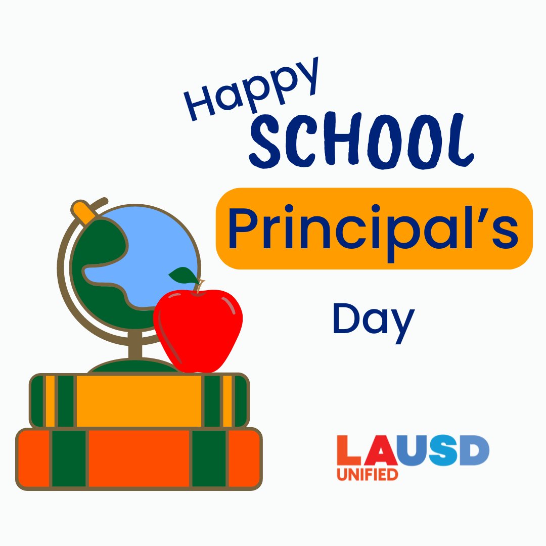 Recognizing exemplary leadership on School Principal's Day. Grateful for the guidance and dedication of our school principals. #IBelieveInLAUSD #ReadyForTheWorld #PrincipalsDay 🍎🏫📚