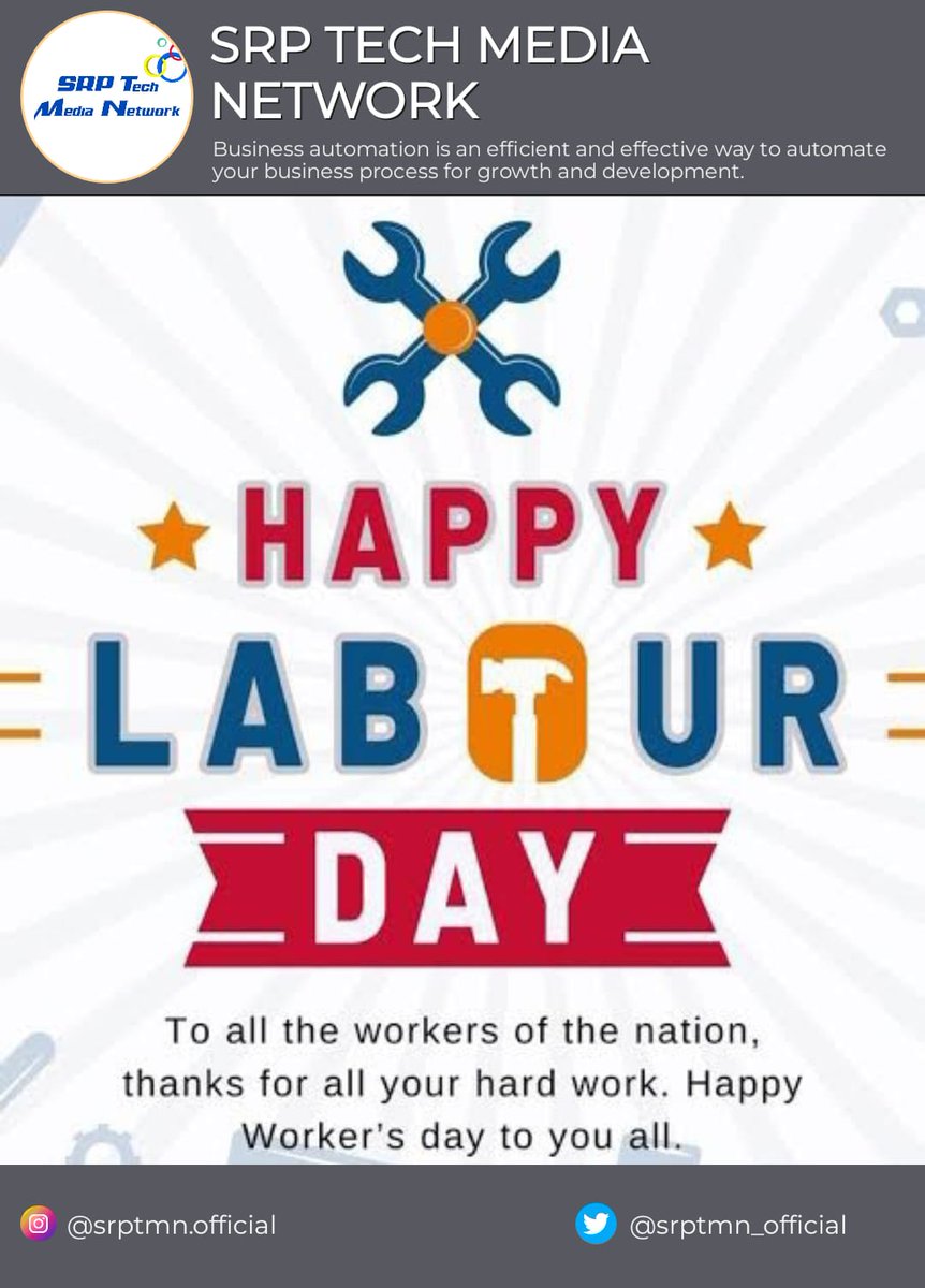 May your hard work and dedication be recognised and celebrated today and every day.
Happy International Labour Day!

#LabourDay2024 #labourdaycelebration #labourday #thewards #srptechmedianetwork #TheAwards #ViralPost #Success #ExplorePage #like #trendingnow #Trending