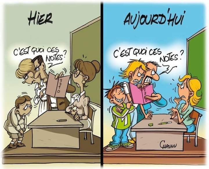 La vie scolaire avant/aujourd'hui. Contente de ne pas être enseignante.