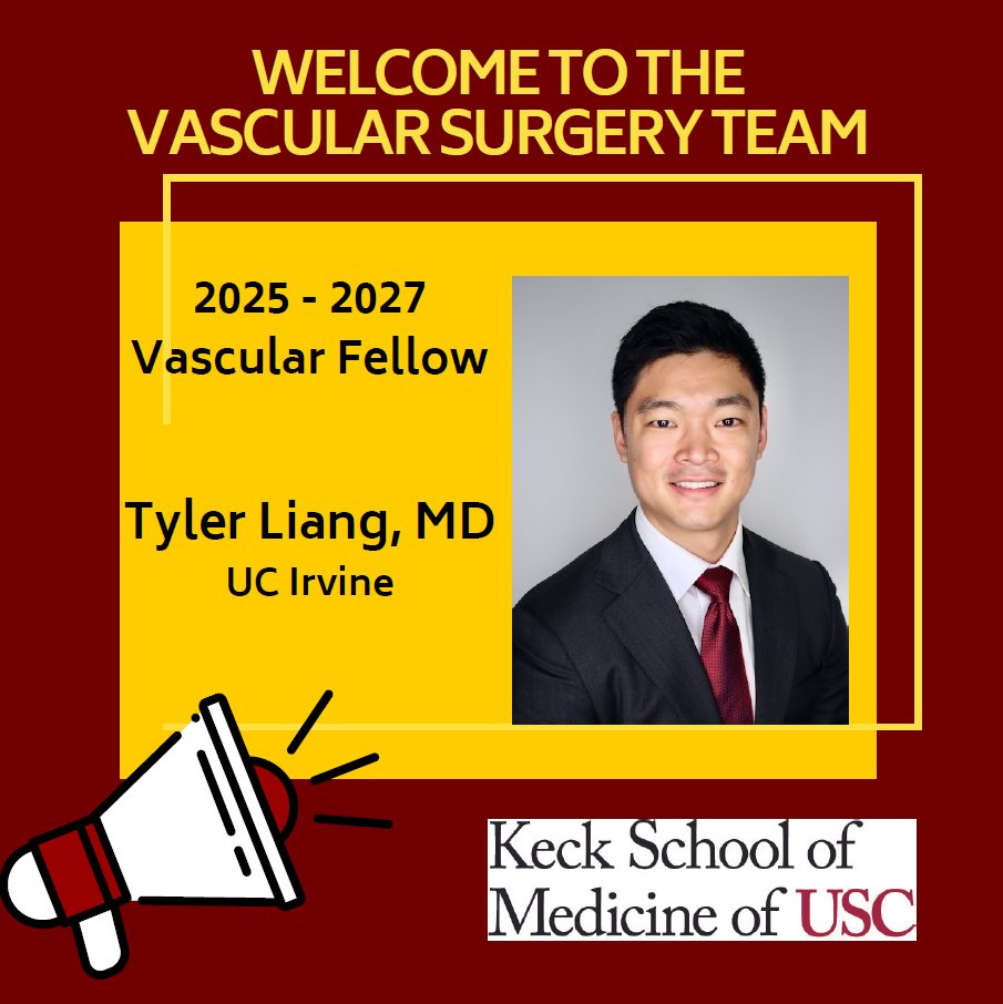 USC Vascular Surgery (@usc_vascular) on Twitter photo Dr. Liang, on behalf of all of us here, welcome to the <a href="/USC/">USC</a> Surgery family! <a href="/KeckMedicineUSC/">Keck Medicine of USC</a>
<a href="/LAGeneralMed/">Los Angeles General Medical Center</a>
We know it's a long drive up the 5 freeway with this SoCal traffic, so we'll expect you here in August 2025.
#Match2024 #FellowshipMatch #VascularSurgery Dr. Liang, on behalf of all of us here, welcome to the <a href="/USC/">USC</a> Surgery family! <a href="/KeckMedicineUSC/">Keck Medicine of USC</a>
<a href="/LAGeneralMed/">Los Angeles General Medical Center</a>
We know it's a long drive up the 5 freeway with this SoCal traffic, so we'll expect you here in August 2025.
#Match2024 #FellowshipMatch #VascularSurgery