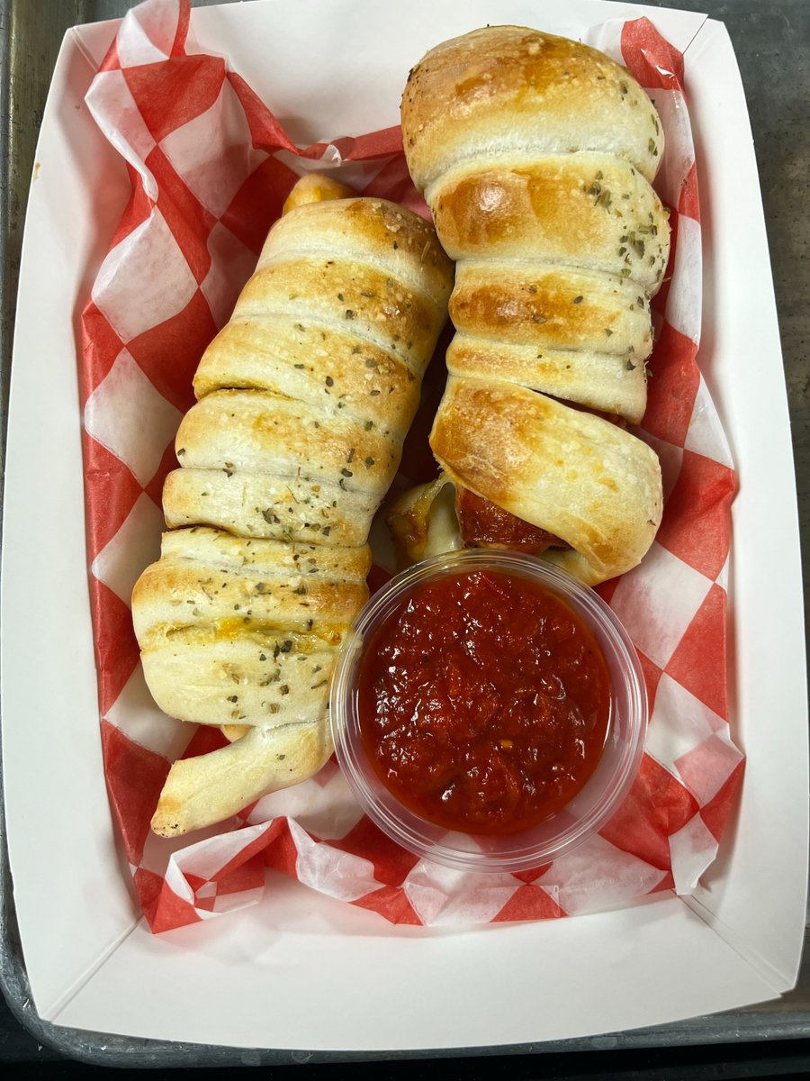 Introducing the Pizza Dog!! Today at Mama Mittsy's you can get 2 pizza dogs for $12!