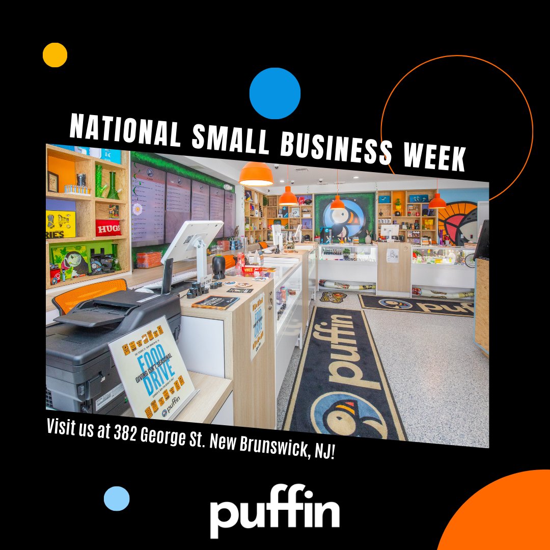 🌟 Join us in celebrating Small Business Week at Puffin in New Brunswick, NJ! 

Swing by, check out our special promotions, and help us honor the spirit of local enterprise. 

Together, we make a difference! 🌿

💚 #SmallBizBigImpact #PuffinNJ