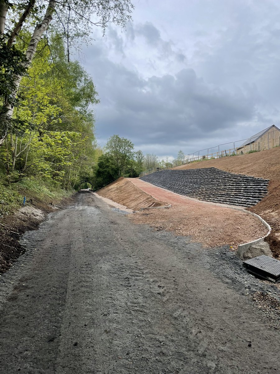 We didn’t have a design & engineering team when I joined @SustransCymru so I wasn’t expecting that we would actually build a cycle path. The team has faced many challenges with this project but the progress on site today is impressive 💚🌳🚲🚶‍♀️🛴 #activetravel #construction