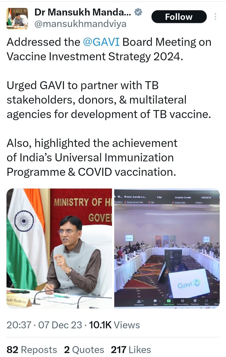 Modi cabinet minister Mr Mansukh Mandaviya Is on board of 'GAVI' Billu Gatez is in full control 🥲