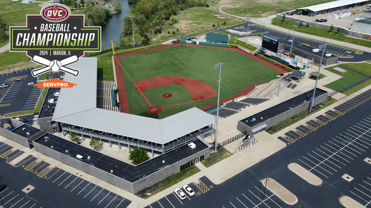 Tickets for the 2024 OVC Baseball ⚾️ Championship presented by @SERVPRO are now on sale. This year's event is May 22-25 at Mtn Dew Park in Marion, Illinois. 🎟️Details: bit.ly/3UqpbNo | #OVCit