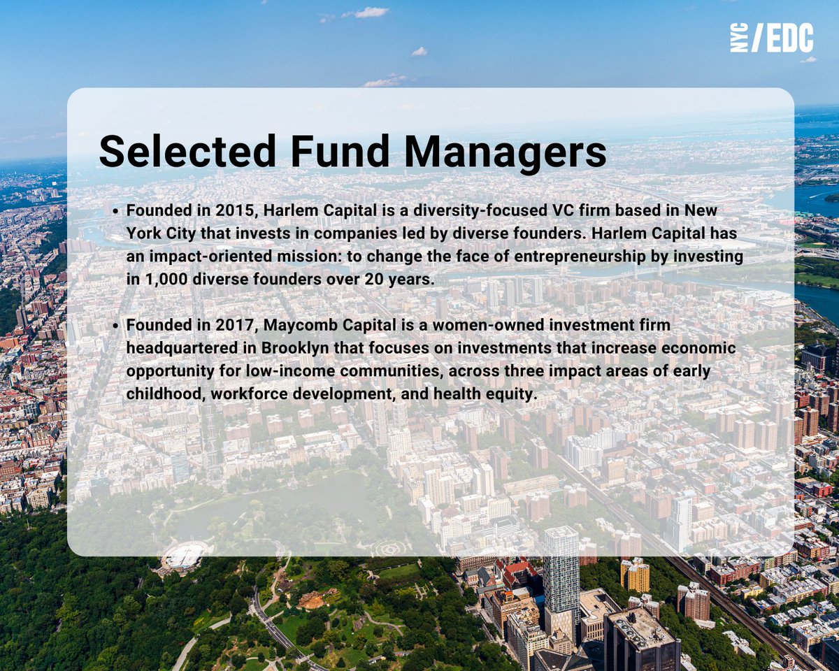 We’re excited to announce NYC Catalyst Fund’s first two investments: Harlem Capital and Maycomb Capital Link to press release: edc.nyc/press-release/…