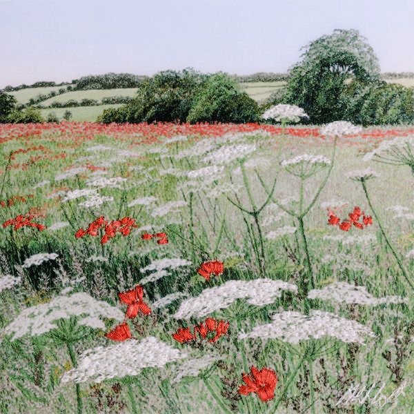 Alison Holt, contemporary textile artist who creates machine and hand embroidered landscapes #WomensArt #summer