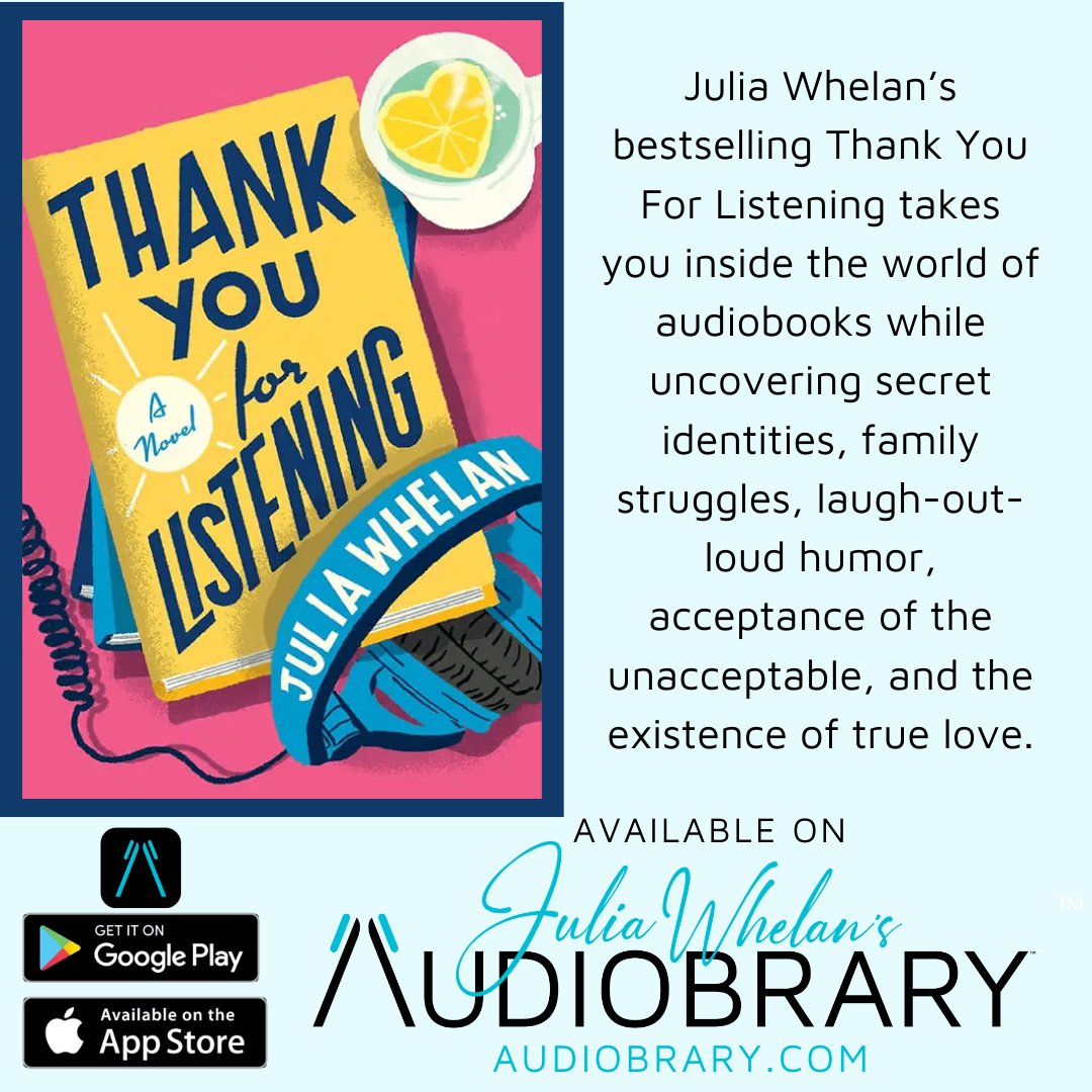 Have you experienced THANK YOU FOR LISTENING, award-winning author and narrator Julia Whelan's bestselling audiobook? Well, why not? Check it out on Audiobrary.com  #audiobrary #juliawhelan #audiobooknarrator #author #takealisten