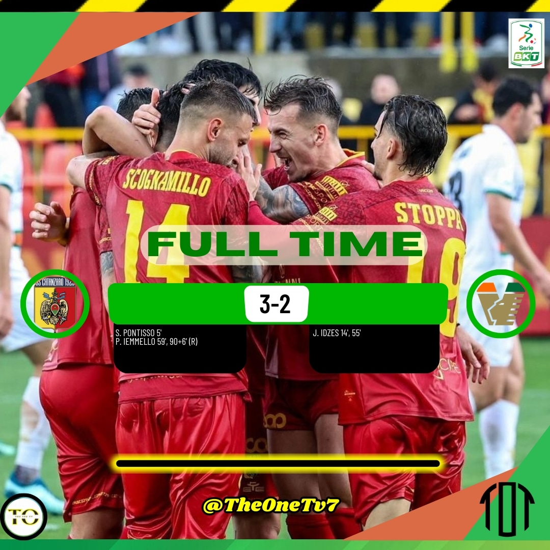 Il Catanzaro batte il Venezia al termine di una partita infinita che era stata momentaneamente sospesa per pioggia L'hanno vinta i calabresi 3-2 grazie a un rigore di Pietro #iemmello 

#catanzarovenezia
#catanzarocalcio #veneziacalcio #serieb #legab #forzacatanzaro #theonetv7