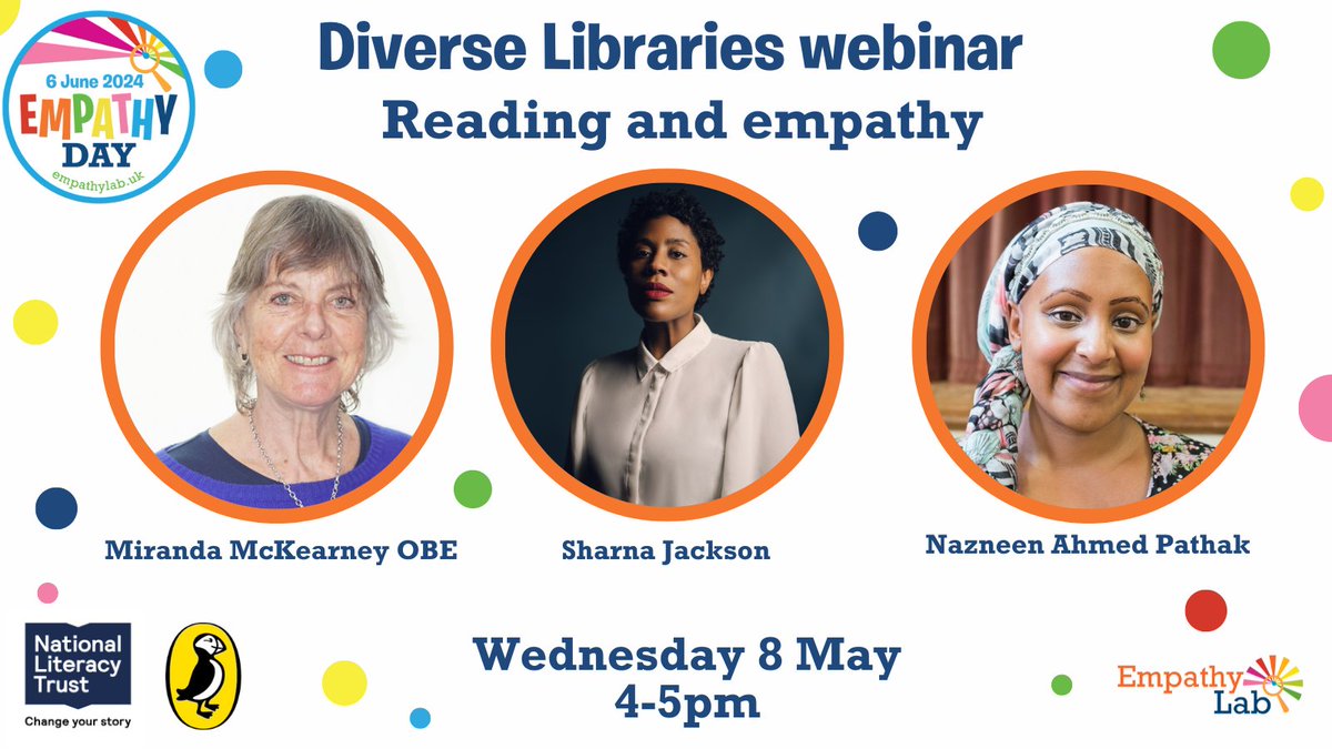 Alert for schools and others! Join our founder @MirandaMcK at @Literacy_Trust's Diverse Libraries webinar with @sharnajackson & @nazneen372 💫 We'll explore the magical connection between reading and empathy, and how to harness the power of #EmpathyDay ➡️literacytrust.org.uk/events/diverse…