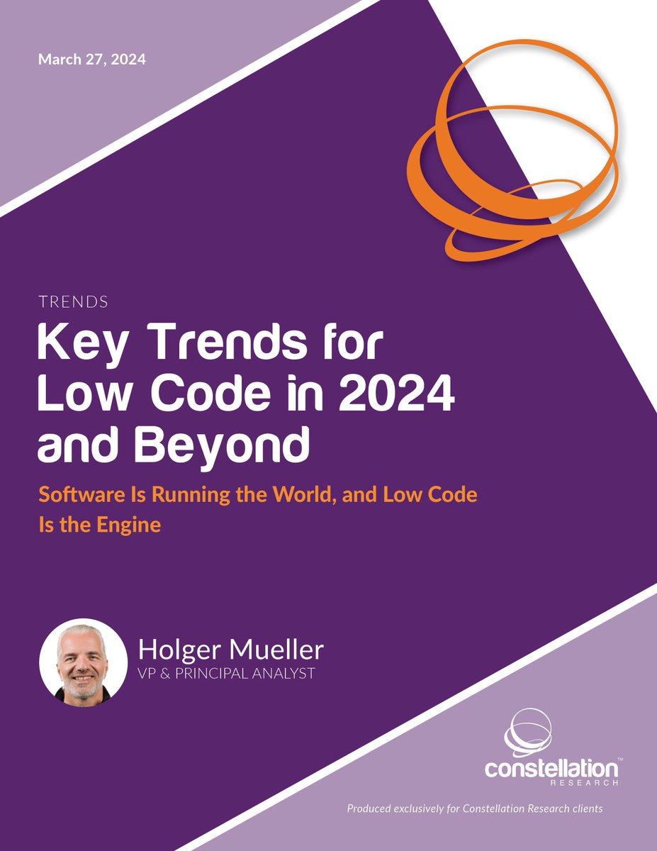 Trends: Key Trends for Low Code in 2024 and Beyond bit.ly/4cDMLic This report shares tangible recommendations for CxOs who want to boost developer velocity and enable their enterprise to own their future business success through software. #NextGenApps