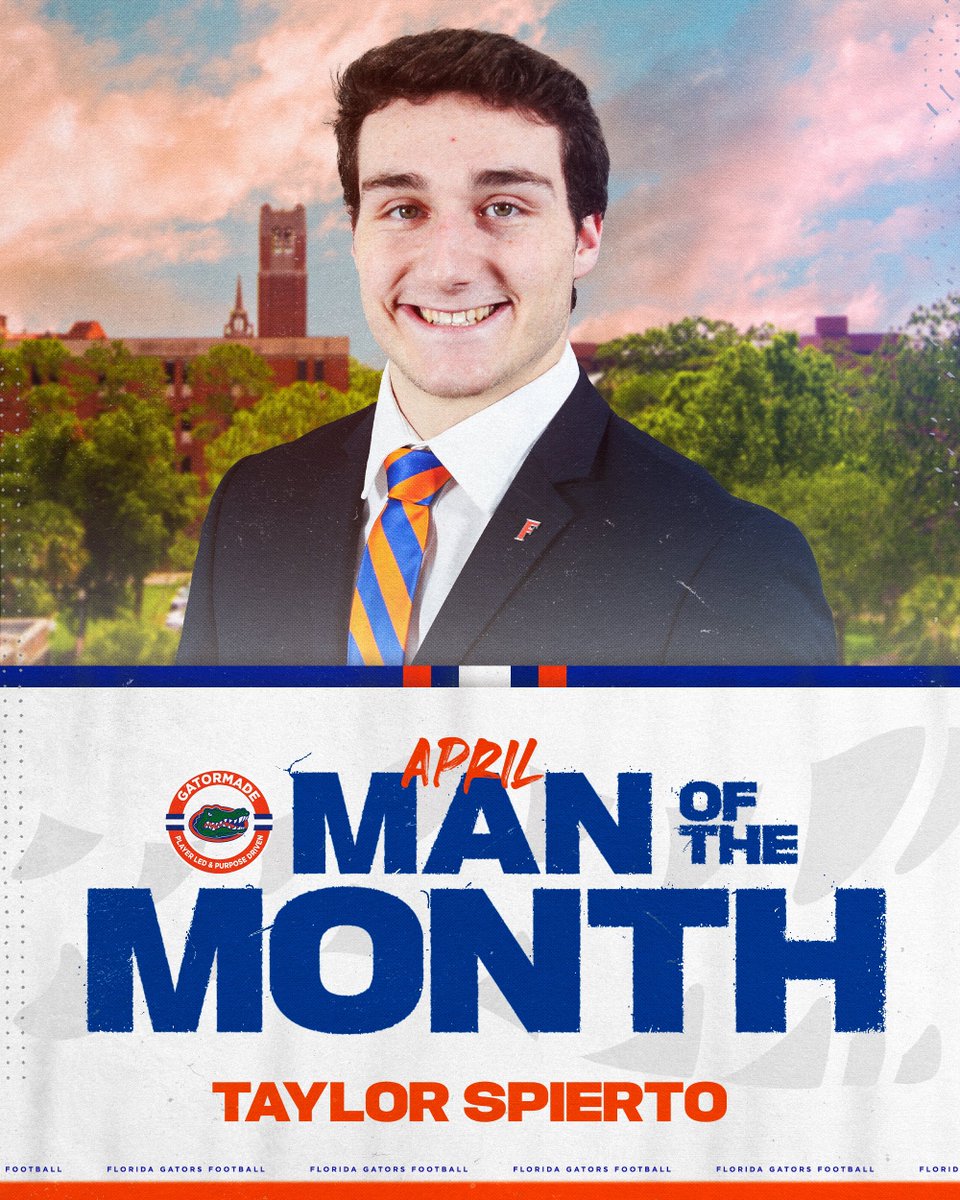 Congratulations to April’s #GatorMade @DannyWuerffel Man of the Month, @tspier30 ! This award is presented to the scholar-athlete who demonstrates holistic excellence in character, academics, service, and leadership.