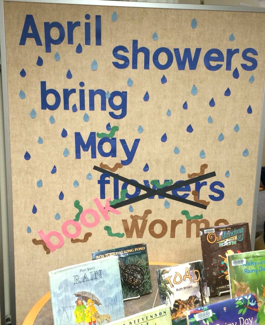 April Showers bring May flowers AND book worms! 🐛📖  Make sure to tag us in your library’s spring/summer displays 🌻 
.
#librarylife #librarians