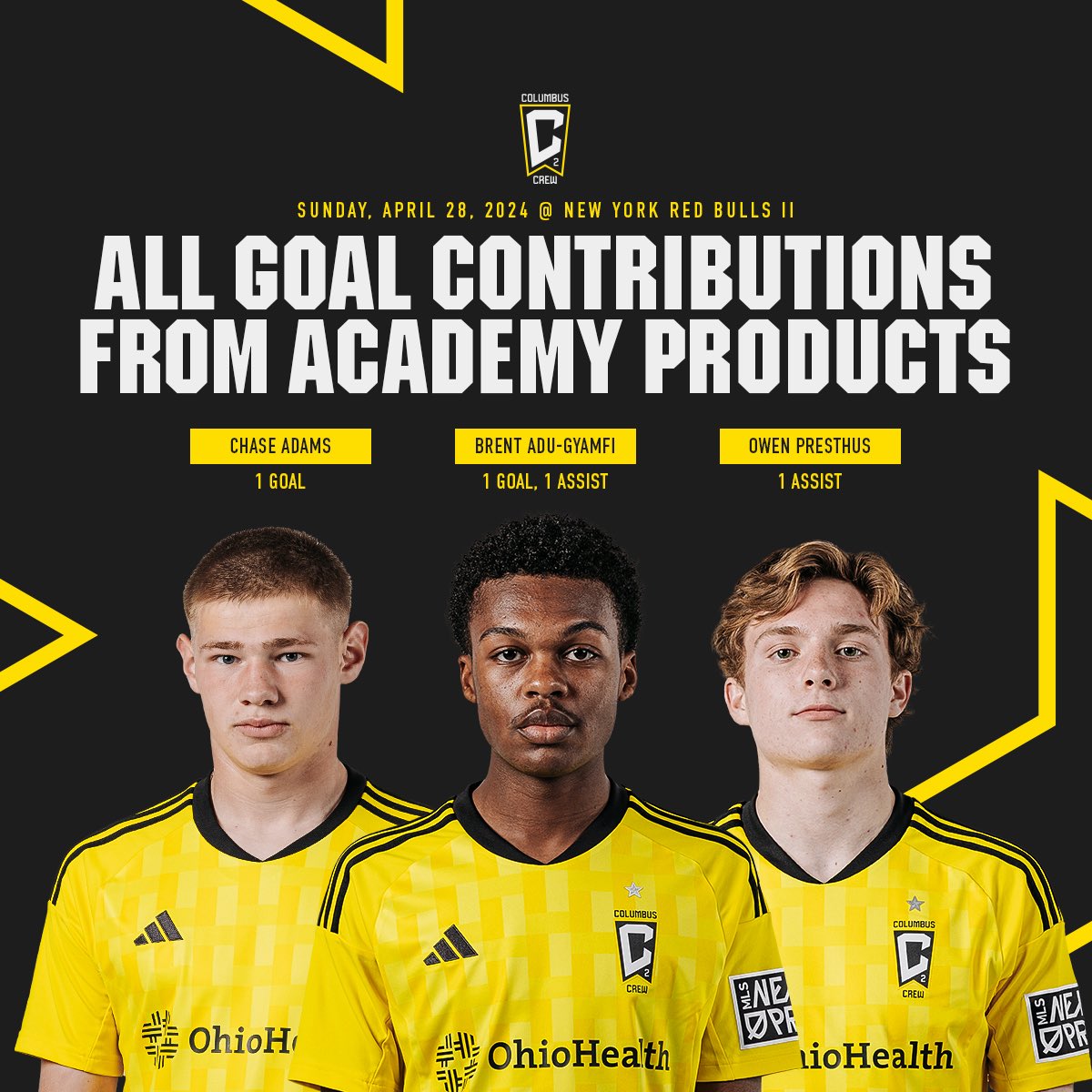The <a href="/CrewAcademy96/">Crew Academy</a> connection 🤩

Crew Academy products Chase Adams, Brent Adu-Gyamfi, and Owen Presthus all earned a place on the scoresheet in Sunday’s match 👏

#Crew96 | #VamosColumbus