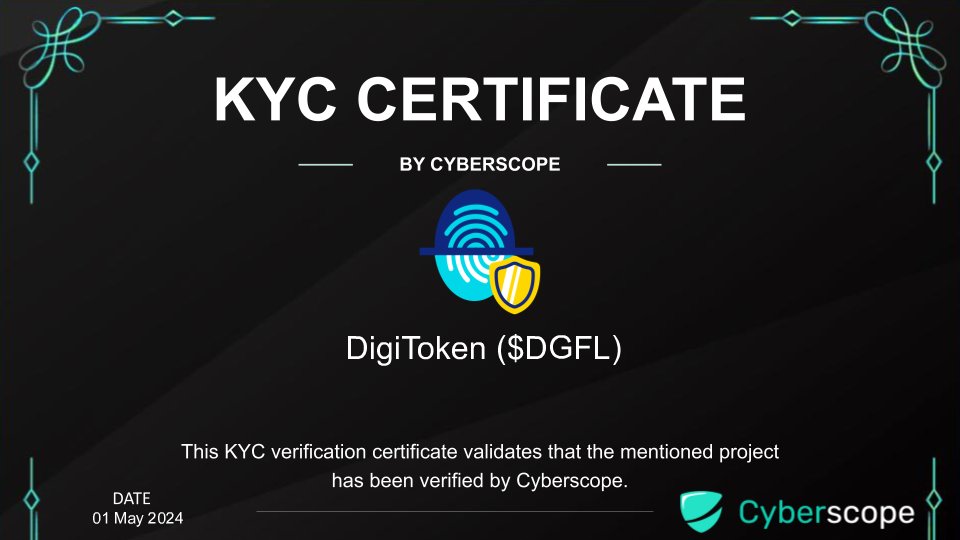 We just finished the KYC for @DigifolioX Check the certification. coinscope.co/coin/dgfl/kyc Want to get KYC for your project? cyberscope.io #Crypto #Blockchain #Kyc